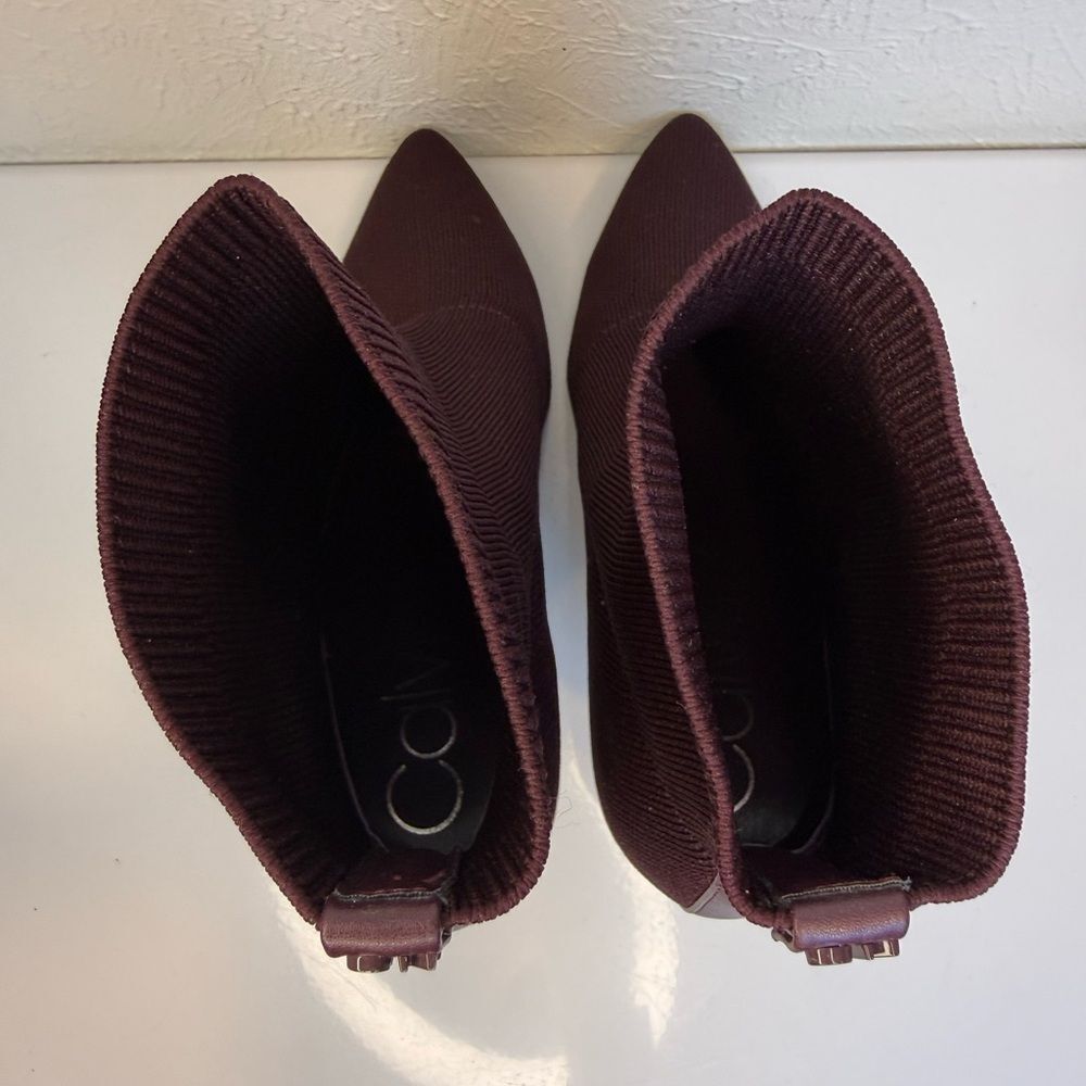 Calvin Klein Gabby Burgundy Knit Pointed Toe Sock Booties Size 7 - Picture 5 of 6